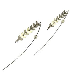 Handmade Hypoallergenic Niobium Threader Leaf Earrings, [3”]